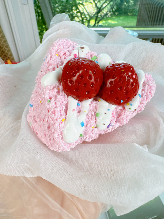 Pink rice ball with strawberry